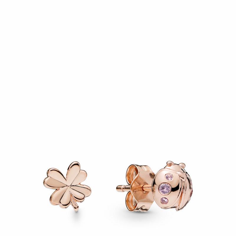 Pandora Australia Rose™ Four-Leaf Clover & Ladybird Stud Earrings | KIFPZN860